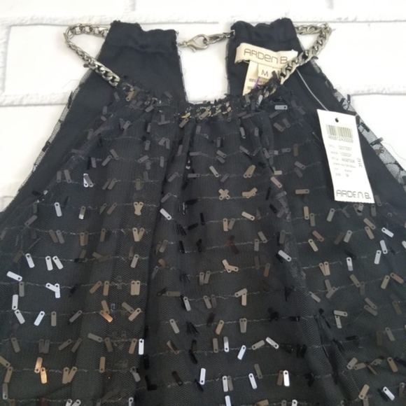 Arden B. Black Shimmering Sequin Metallic Dress - Picture 4 of 8